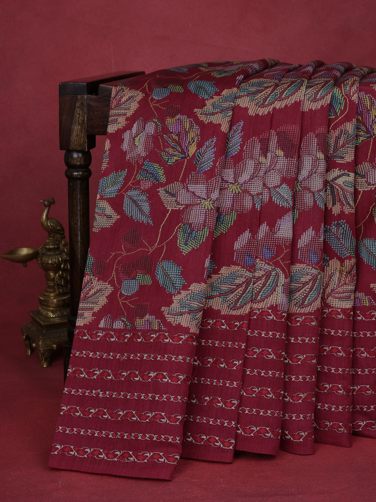 Maroon Pure Tussar Silk Saree