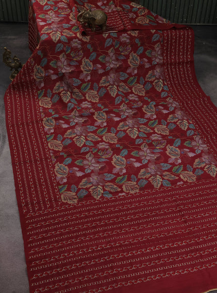 Maroon Pure Tussar Silk Saree