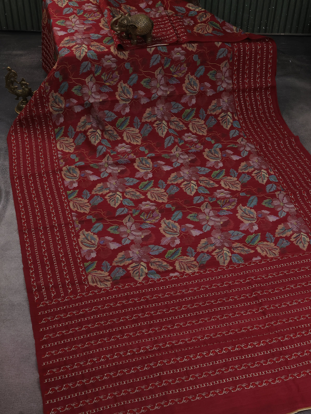 Maroon Pure Tussar Silk Saree