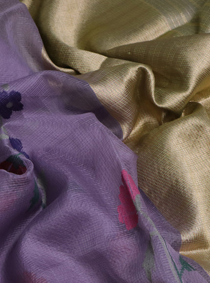 Pastel Lavender-Pista Green Banarasi Kora Silk Saree