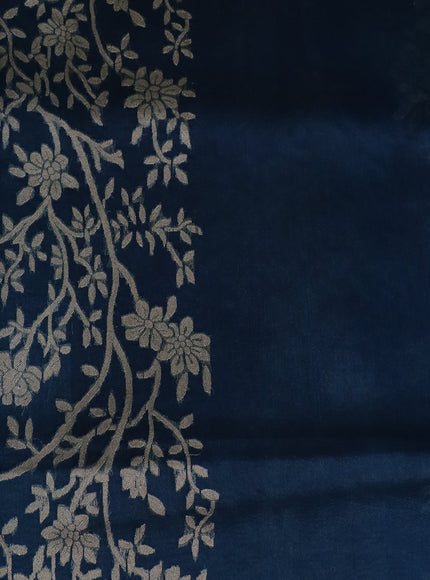 Peacock Blue Banarasi Kora Silk Saree