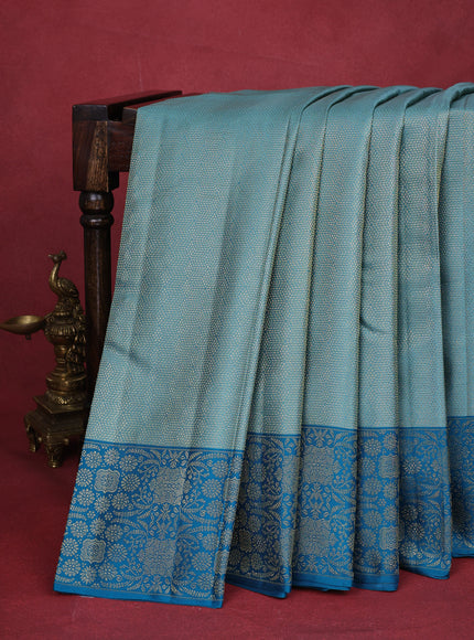 Teal Blue Kanchipuram Silk Saree