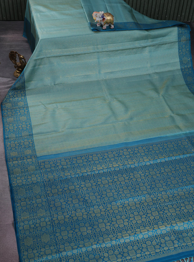 Teal Blue Kanchipuram Silk Saree