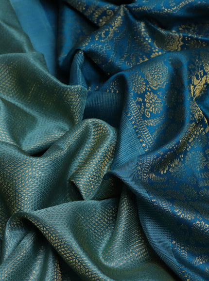 Teal Blue Kanchipuram Silk Saree