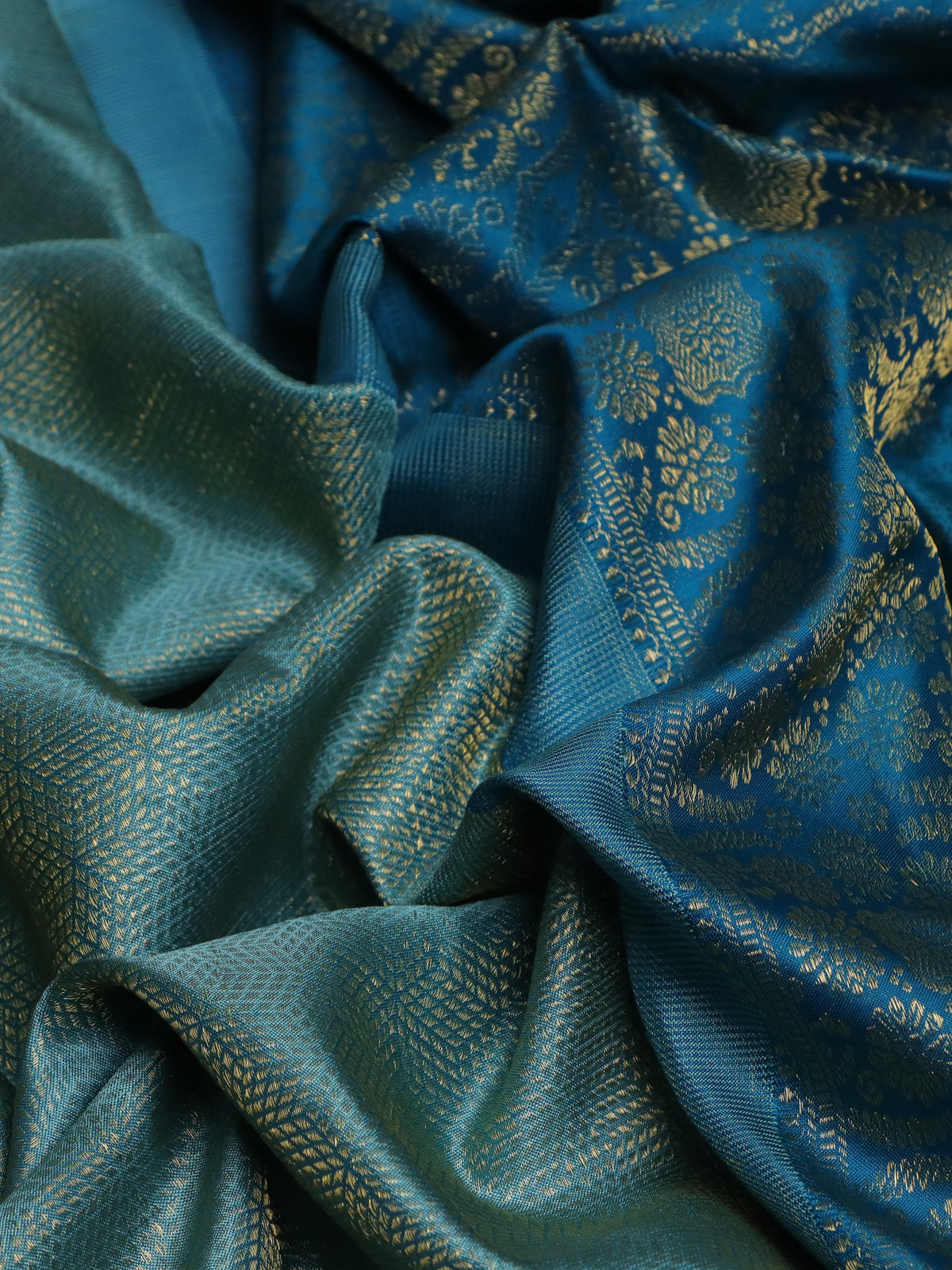 Teal Blue Kanchipuram Silk Saree