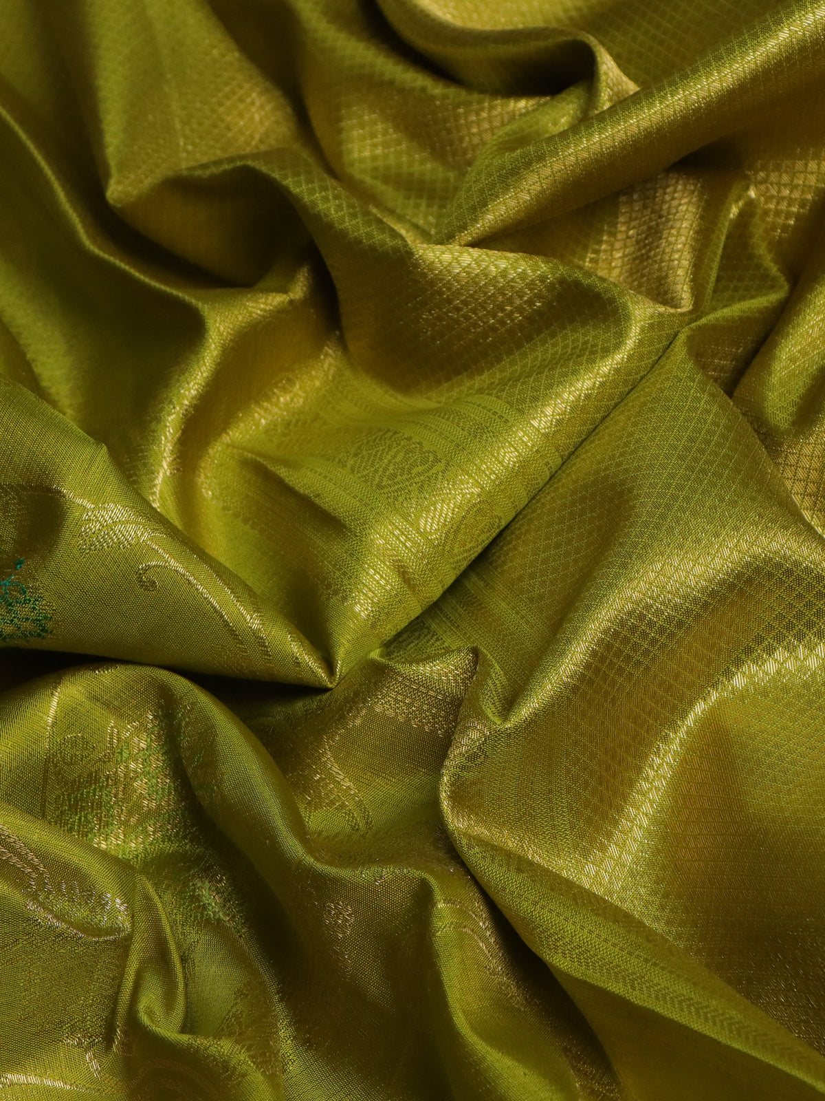 Lime Green Kanchipuram Silk Saree