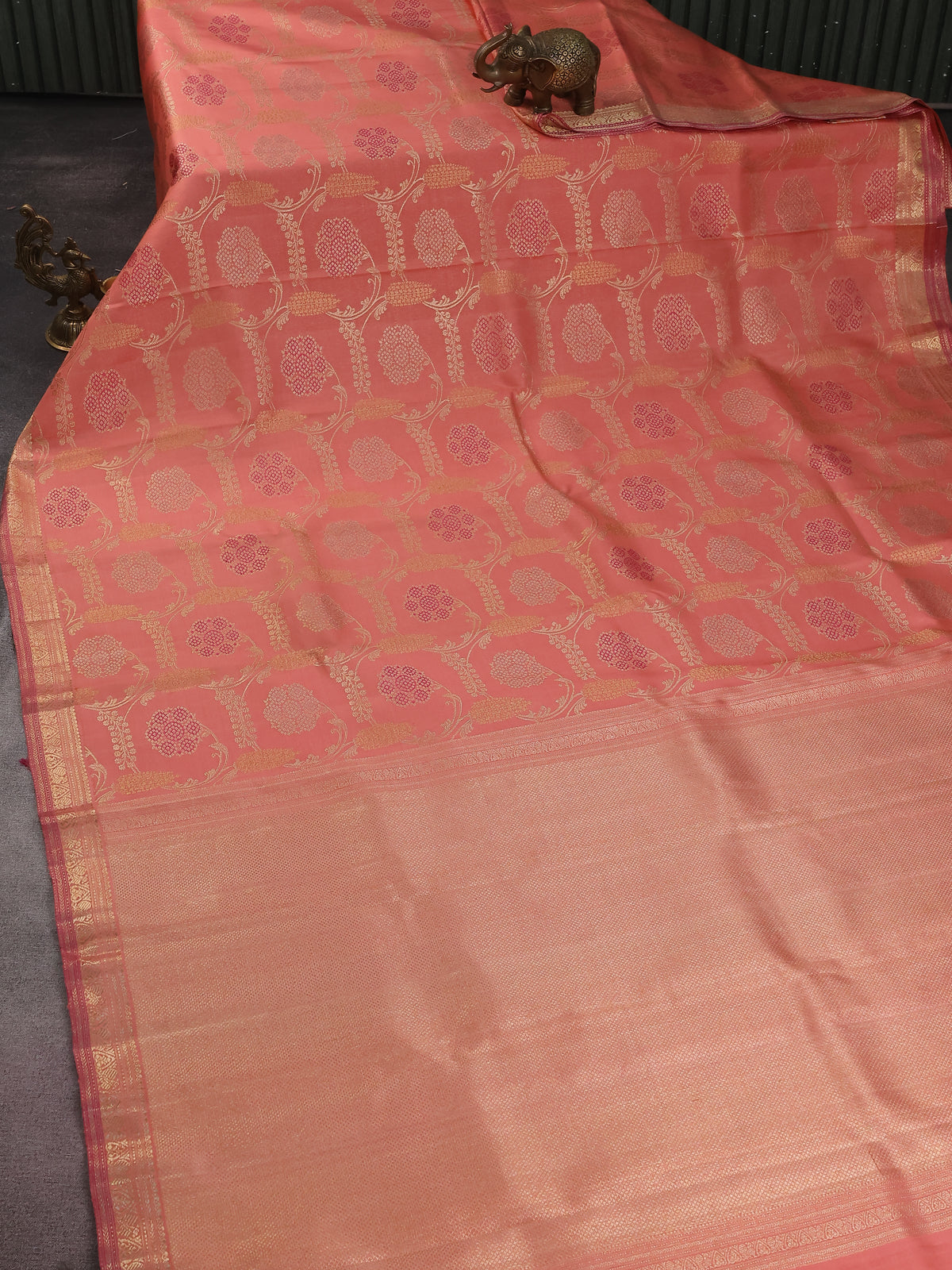 Peach Pink Kanchipuram Silk Saree