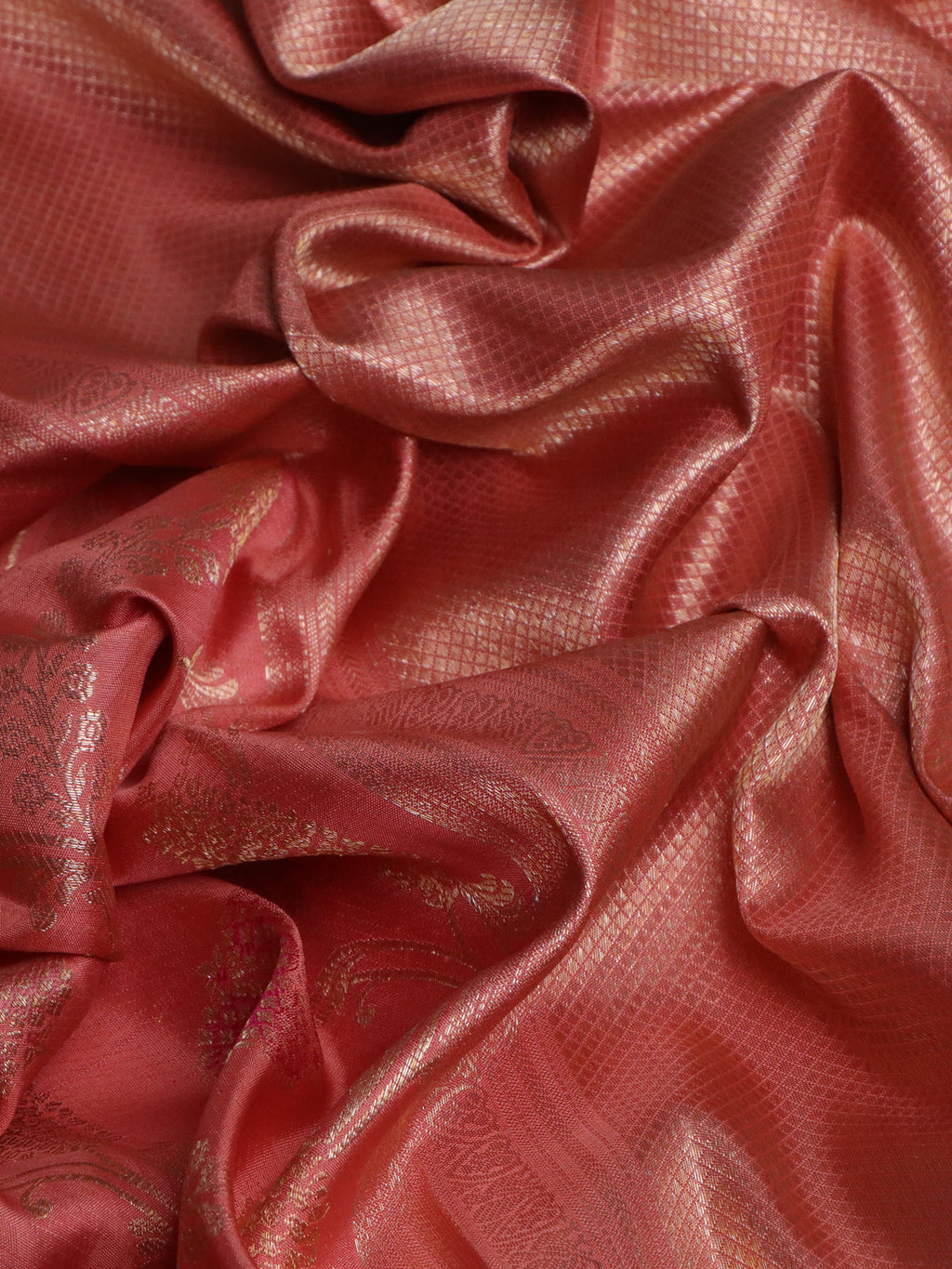 Peach Pink Kanchipuram Silk Saree