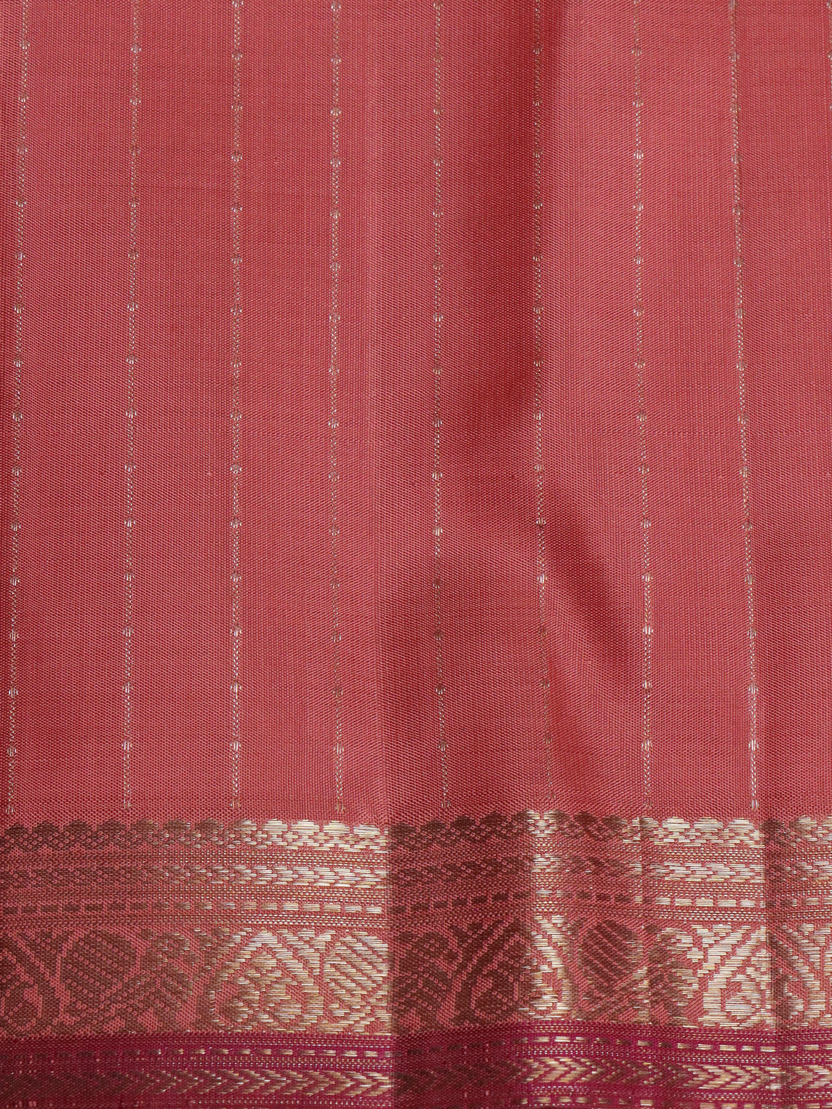 Peach Pink Kanchipuram Silk Saree