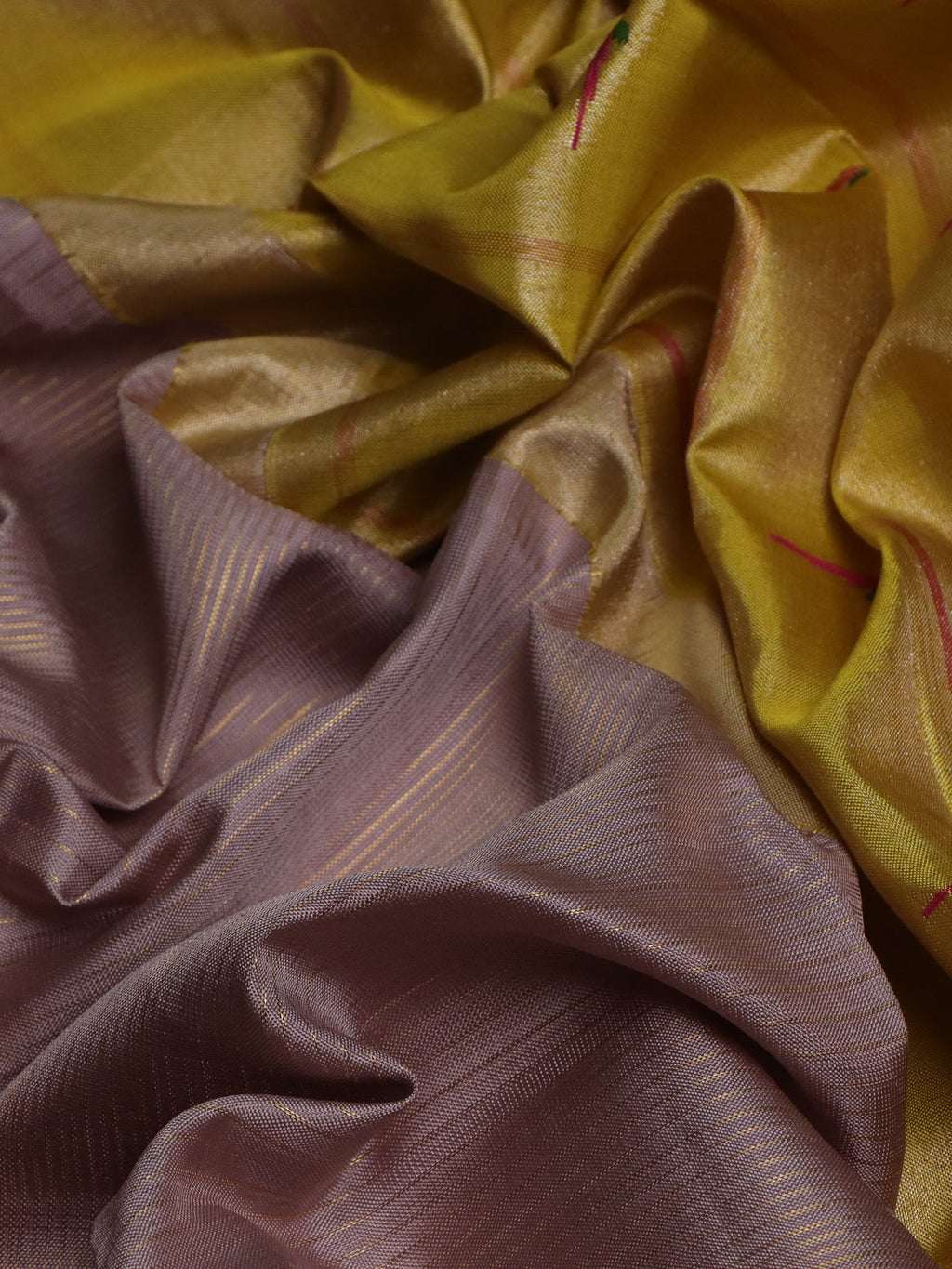 Pastel Pink -Yellow Kanchipuram Silk Saree