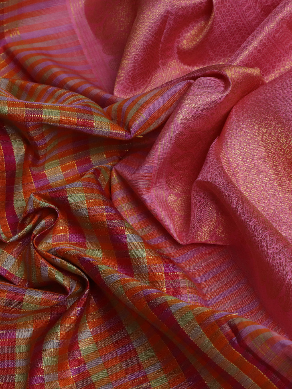 Peach Orange Kanchipuram Silk Saree