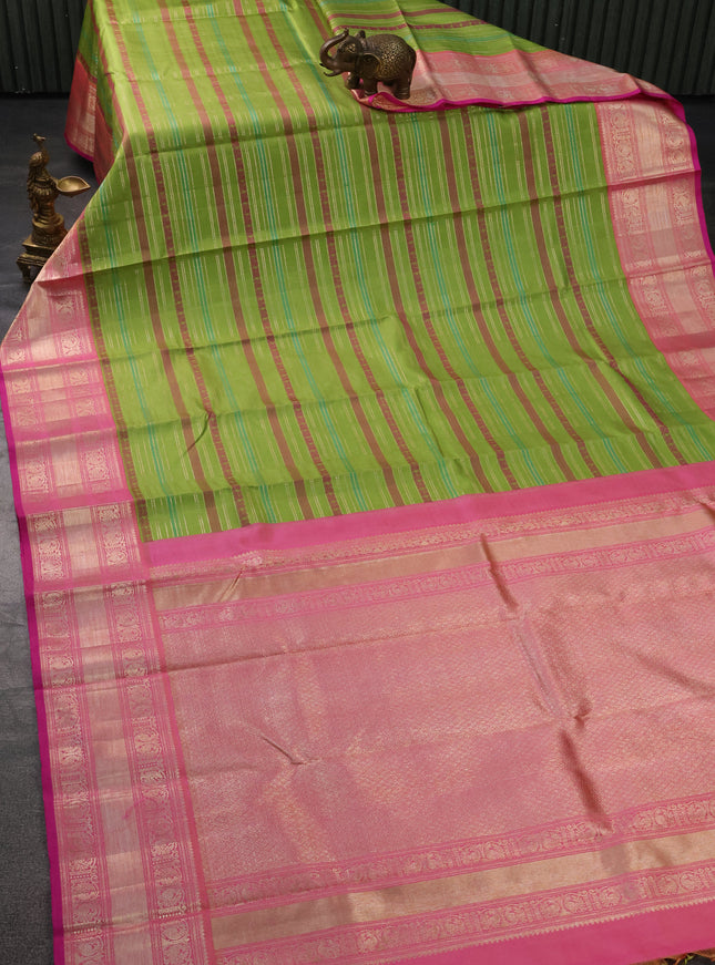 Light Green-Pink Kanchipuram Silk Saree