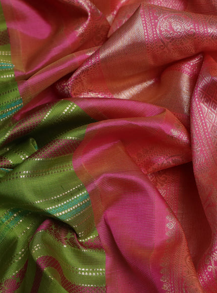 Light Green-Pink Kanchipuram Silk Saree