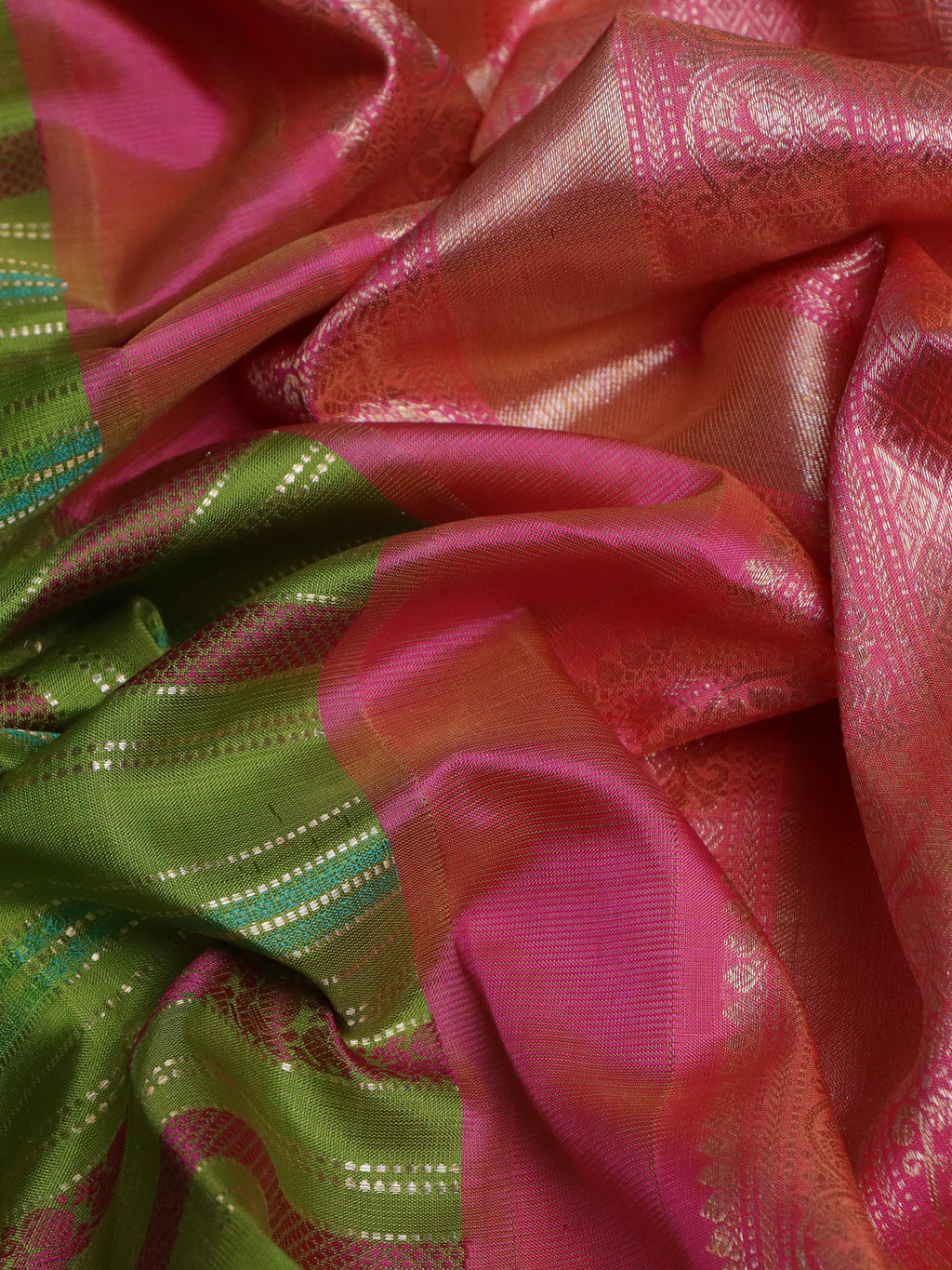 Light Green-Pink Kanchipuram Silk Saree