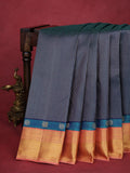 Peacock Blue-Peach Kanchipuram Silk Saree