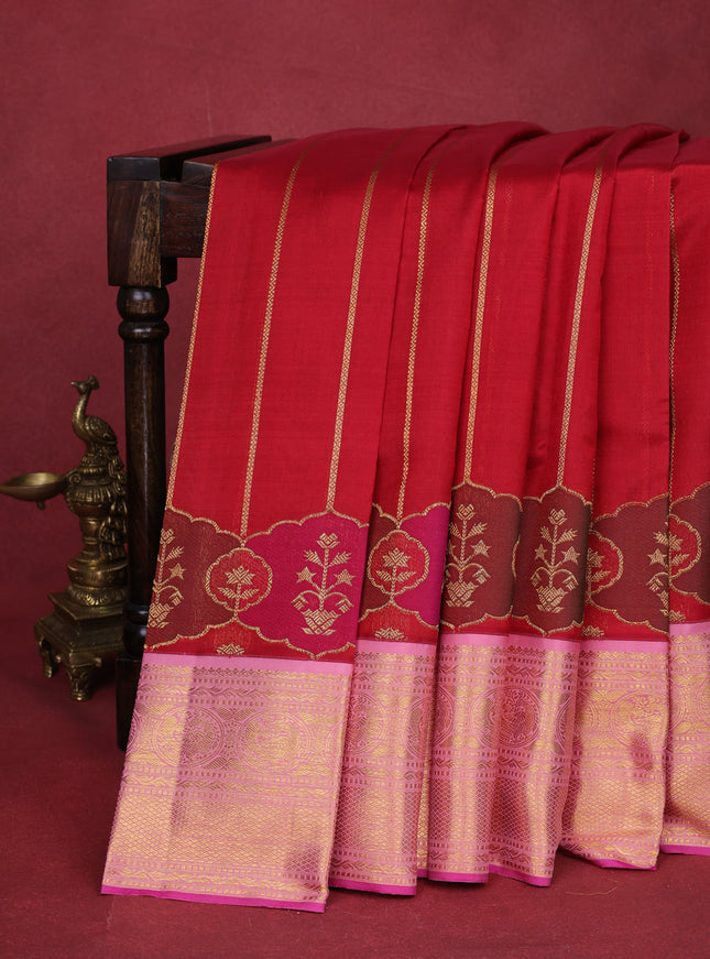Red-Pink Kanchipuram Silk Saree