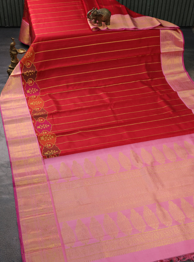 Red-Pink Kanchipuram Silk Saree