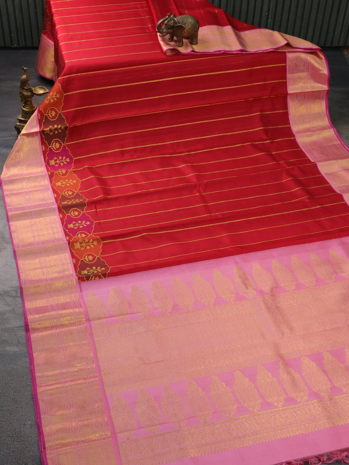 Red-Pink Kanchipuram Silk Saree