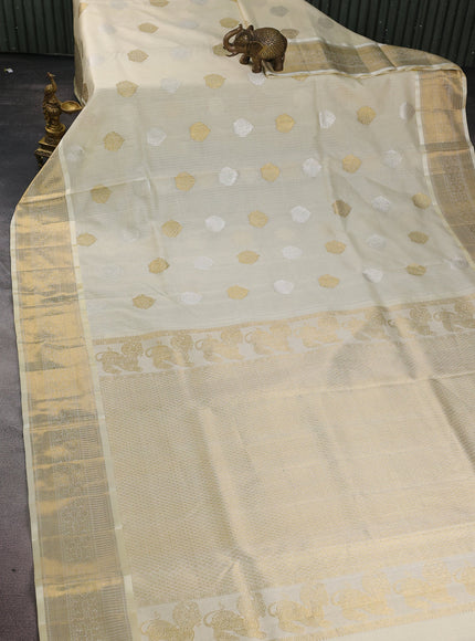 Off White Pure Kanchipuram Kota Saree