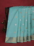 Teal Blue Pure Kanchipuram Kota Saree