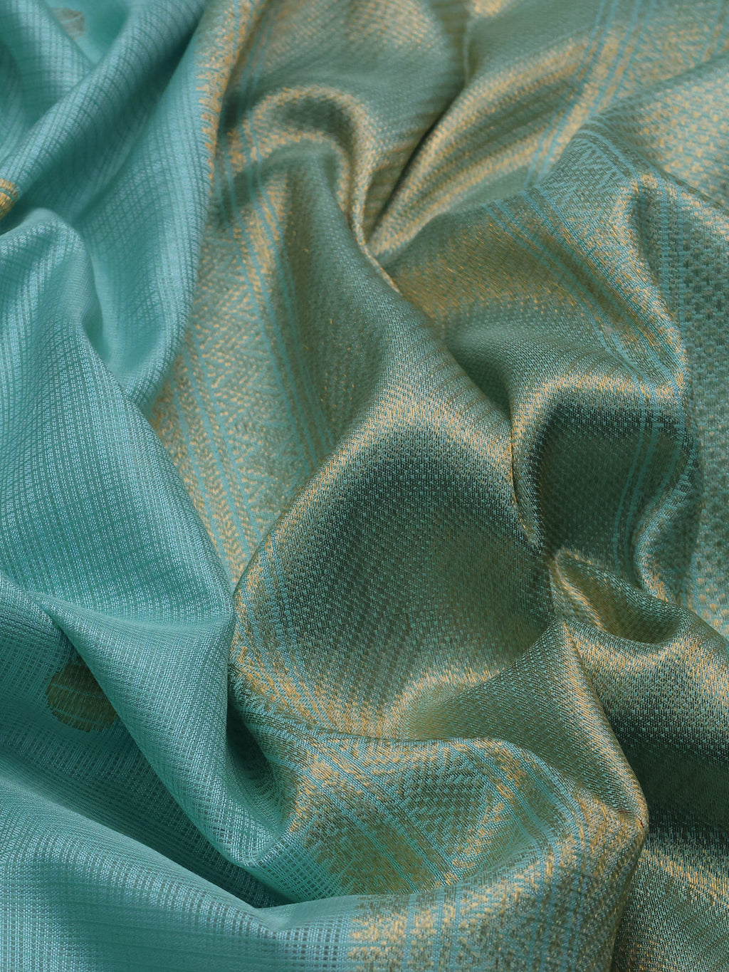 Teal Blue Pure Kanchipuram Kota Saree