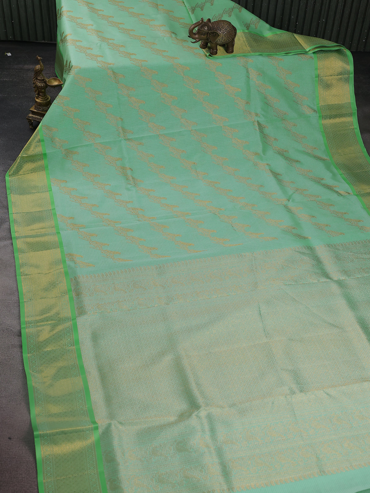 Teal Green Pure Kanchipuram Kota Saree