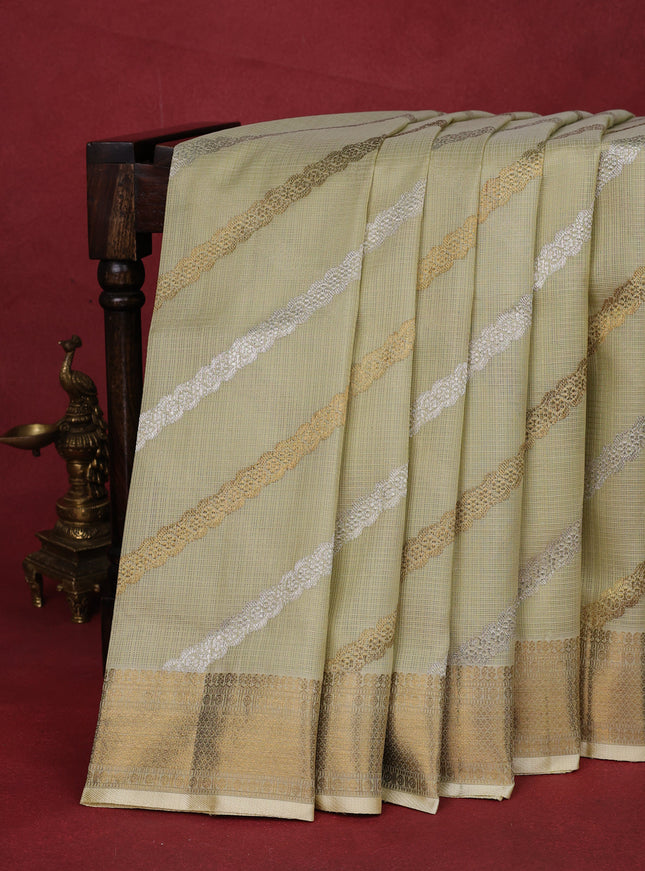Pista Green Pure Kanchipuram Kota Saree