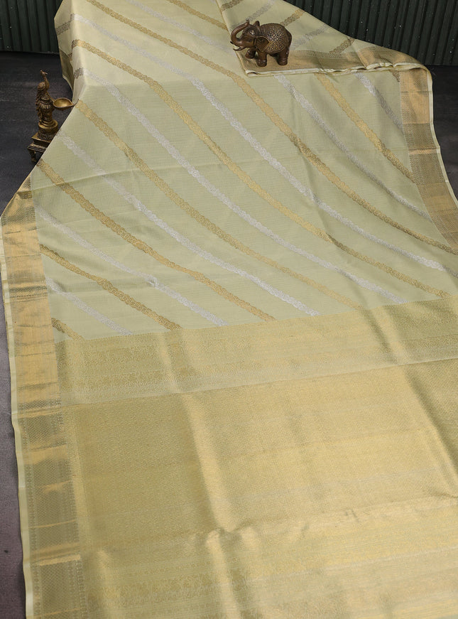 Pista Green Pure Kanchipuram Kota Saree
