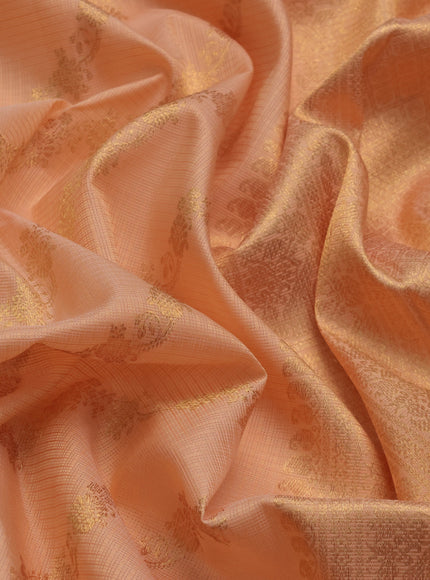 Peach Orange Pure Kanchipuram Kota Saree