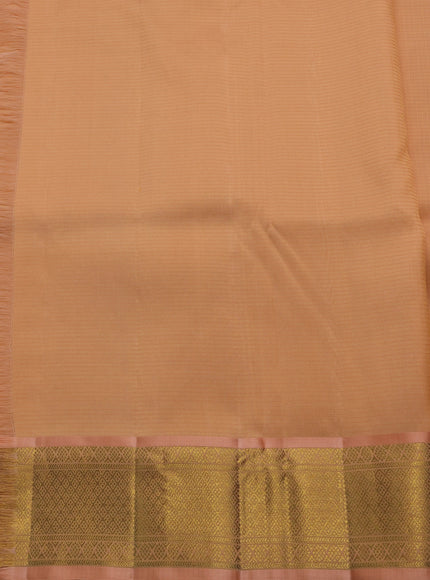 Peach Orange Pure Kanchipuram Kota Saree