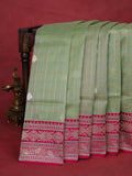 Pastel Green-Pink Banarasi Kora Saree