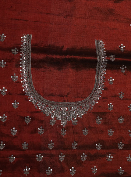 Gold-Maroon Tissue Silk Saree With Zardosi Work