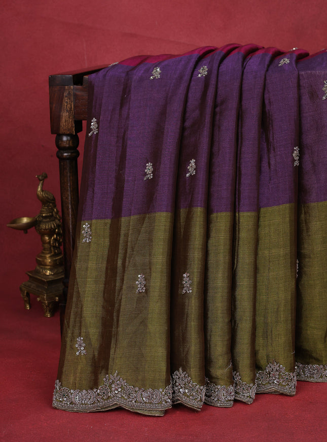 Multi Colour Tissue Silk Saree With Zardosi Work