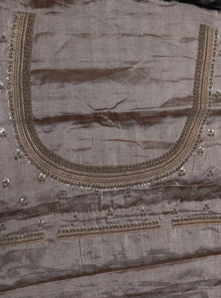 Grey-Black Tissue Silk Saree With Zardosi Work