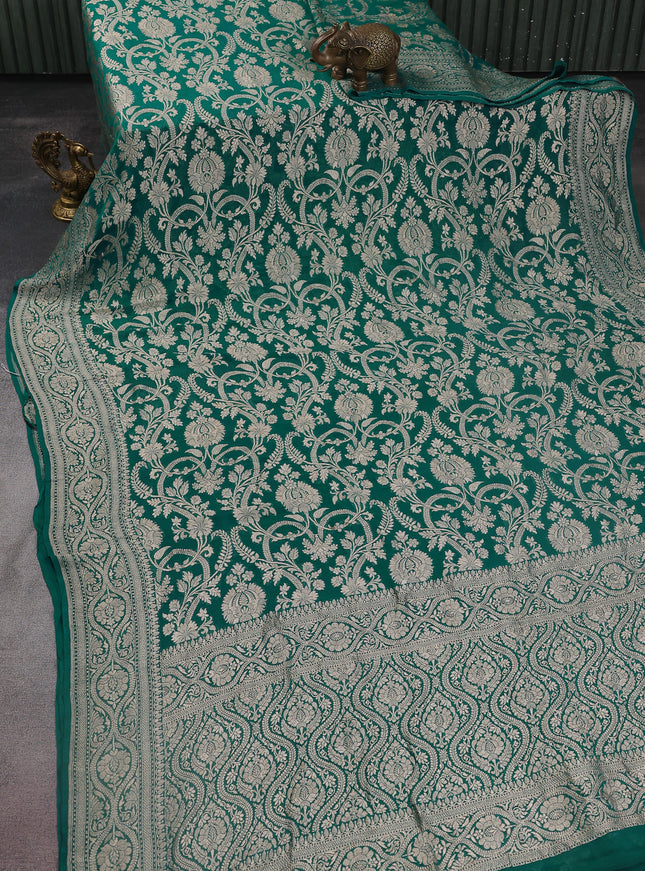 Teal Green Banarasi Georgette Saree