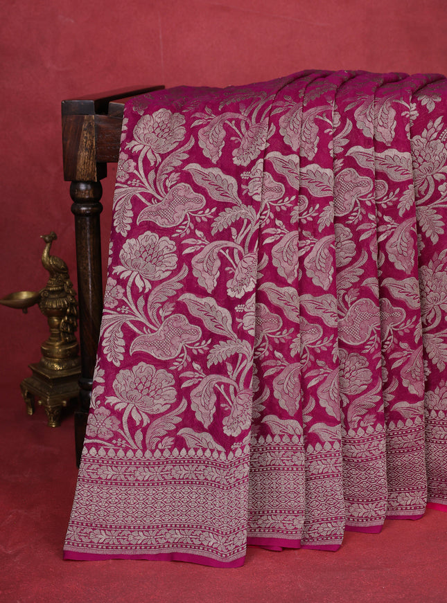Hot Pink Banarasi Georgette Saree