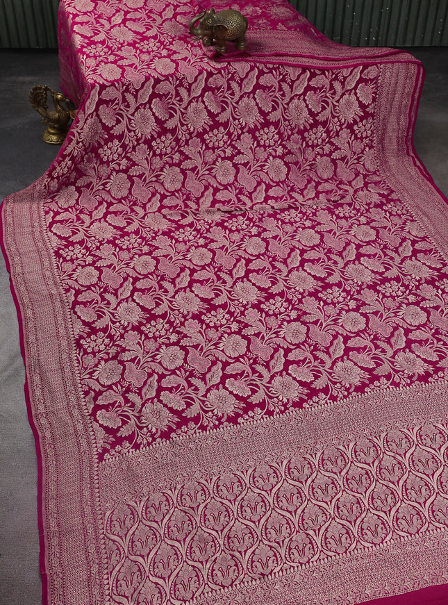 Hot Pink Banarasi Georgette Saree