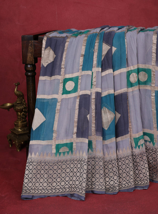 Grey Banarasi Georgette Saree