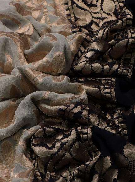Cream-Black Banarasi Georgette Saree