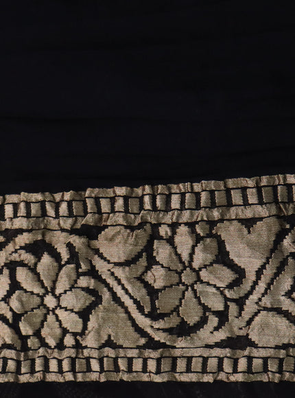 Cream-Black Banarasi Georgette Saree