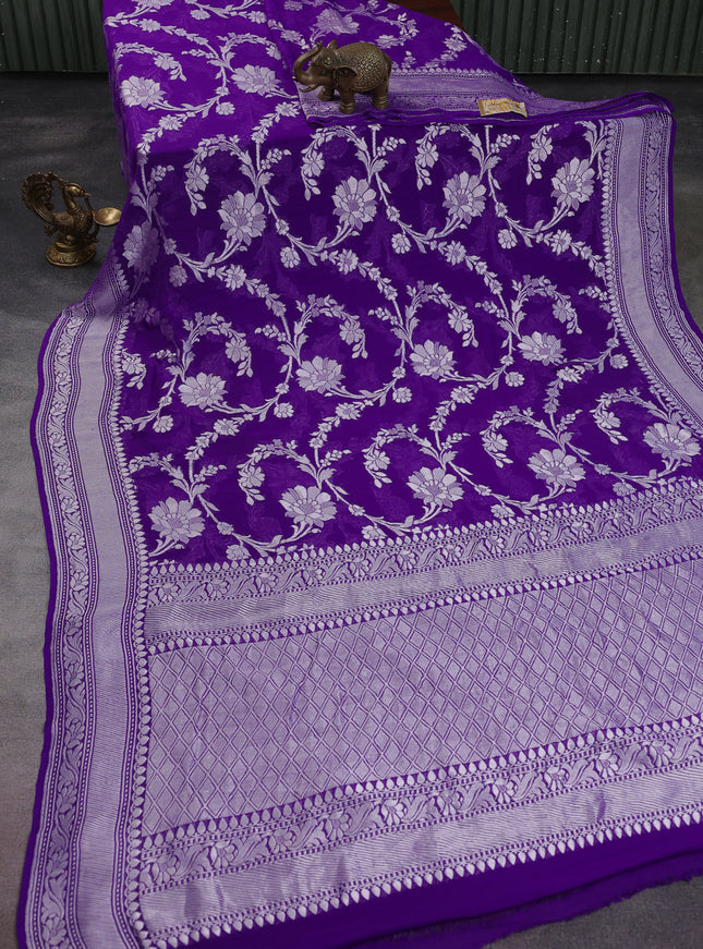 Violet Banarasi Georgette Saree