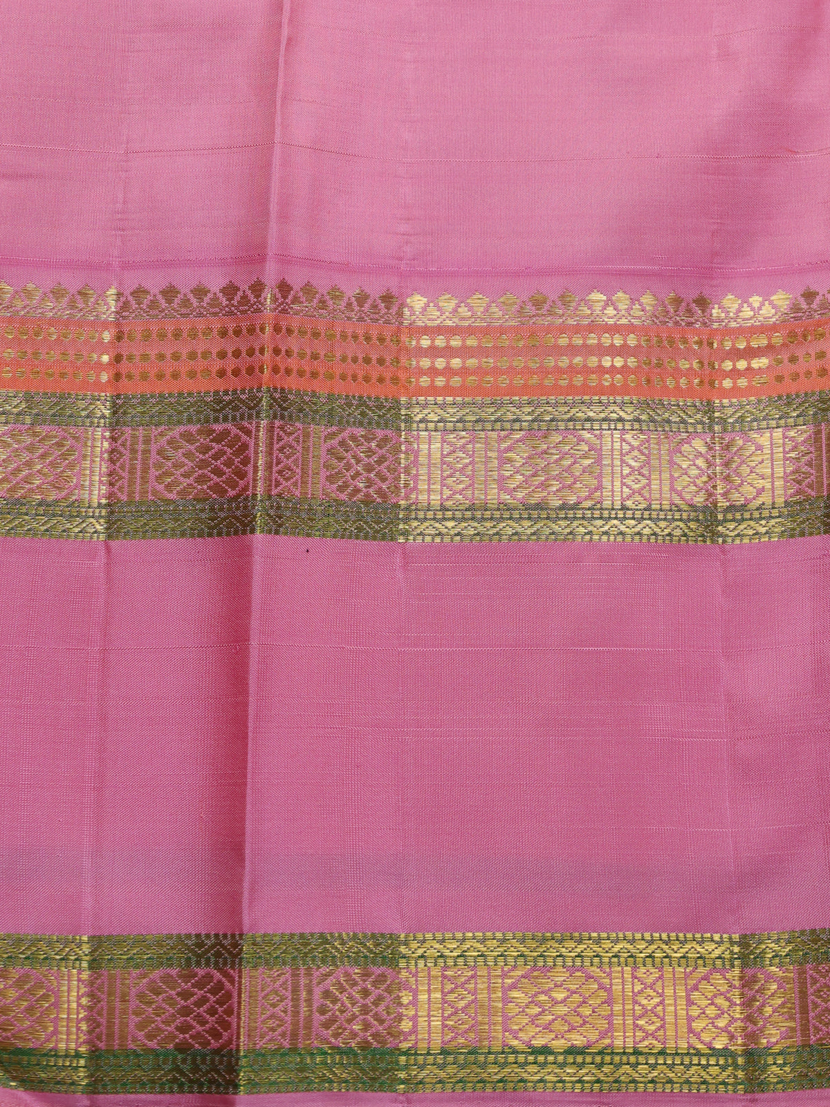 Off White-Light Pink Pure Kanchipuram Silk Saree