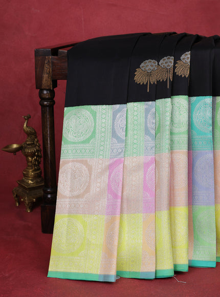 Black-Multi Colour Pure Kanchipuram Silk Saree