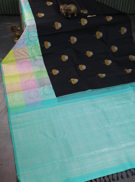 Black-Multi Colour Pure Kanchipuram Silk Saree