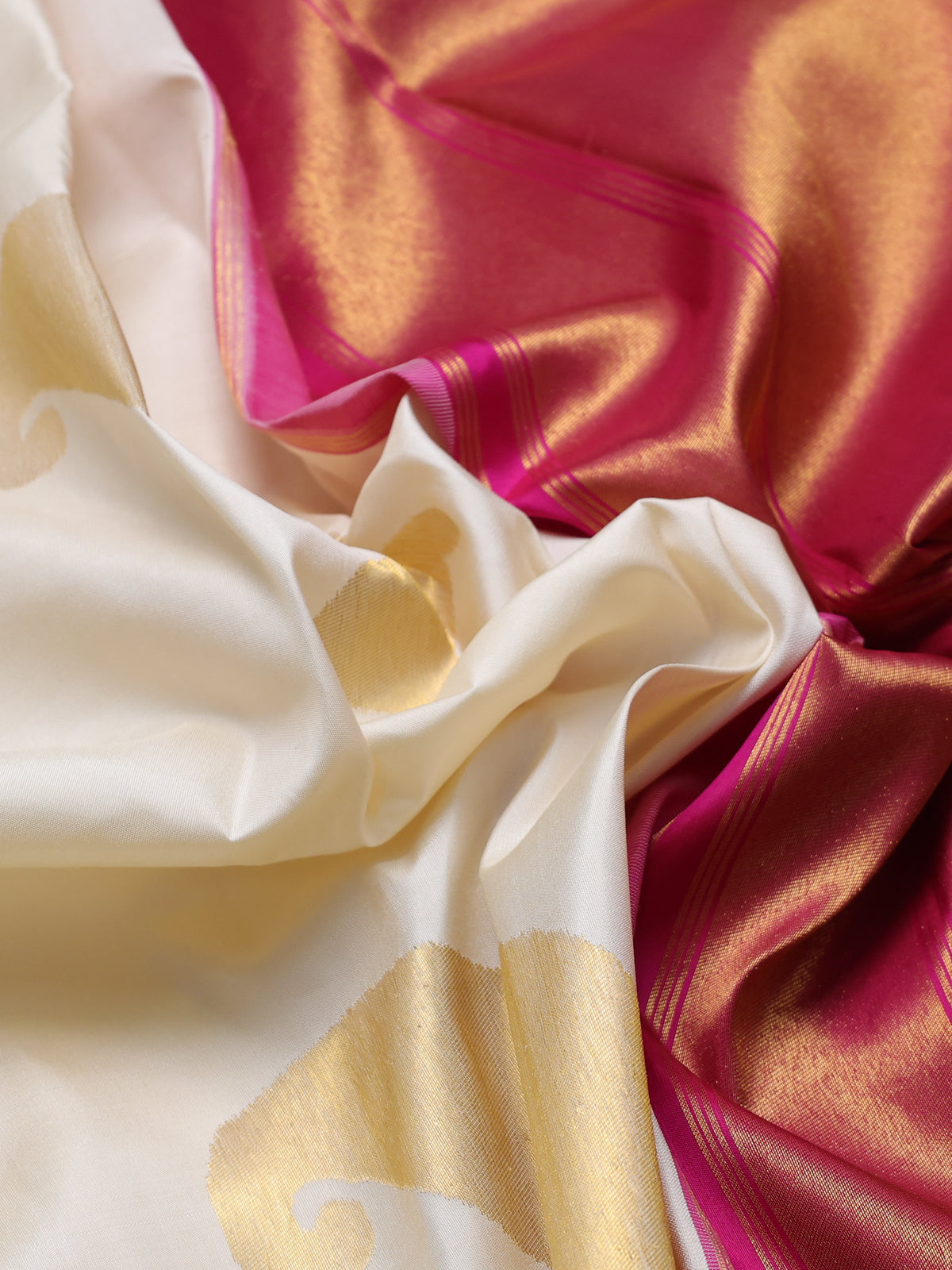 Off White-Multi Colour Pure Kanchipuram Silk Saree