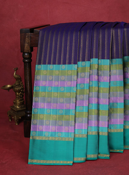 Blue-Green Pure Kanchipuram Silk Saree