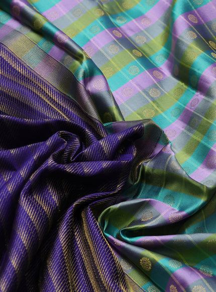 Blue-Green Pure Kanchipuram Silk Saree