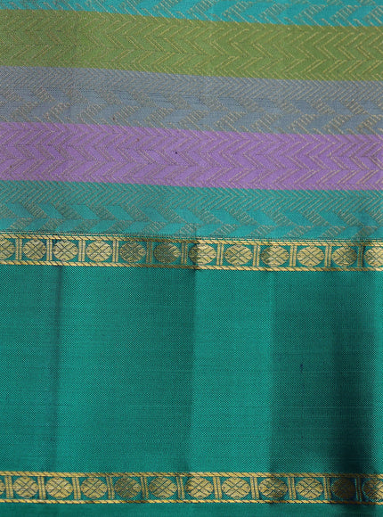 Blue-Green Pure Kanchipuram Silk Saree