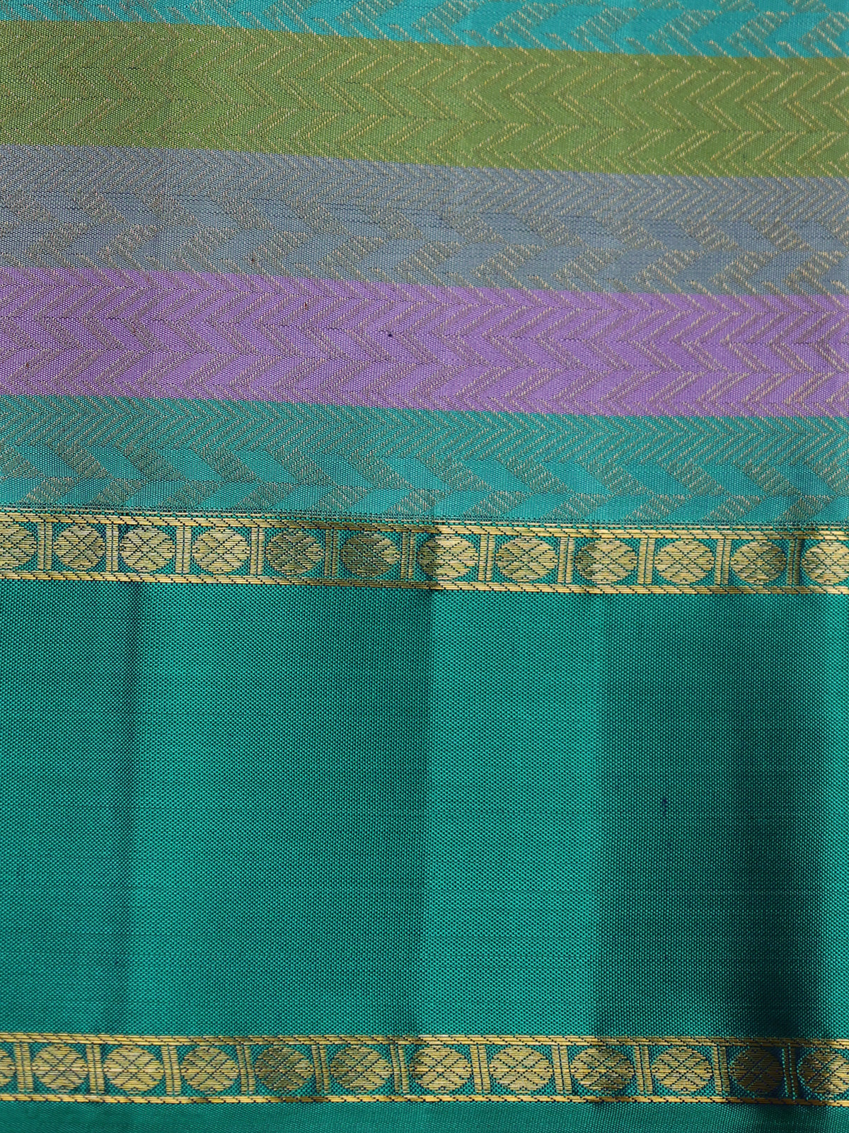 Blue-Green Pure Kanchipuram Silk Saree
