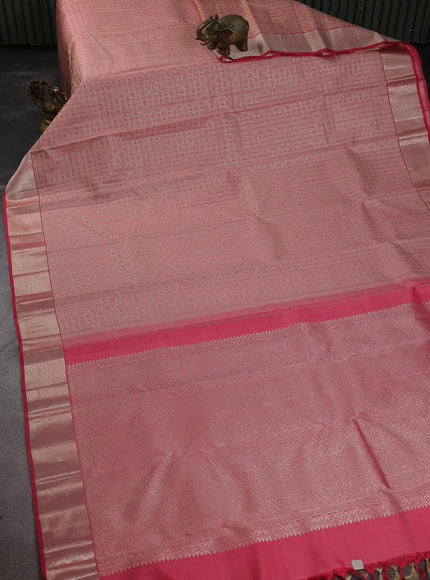 Peach Pink Pure Kanchipuram Silk Saree